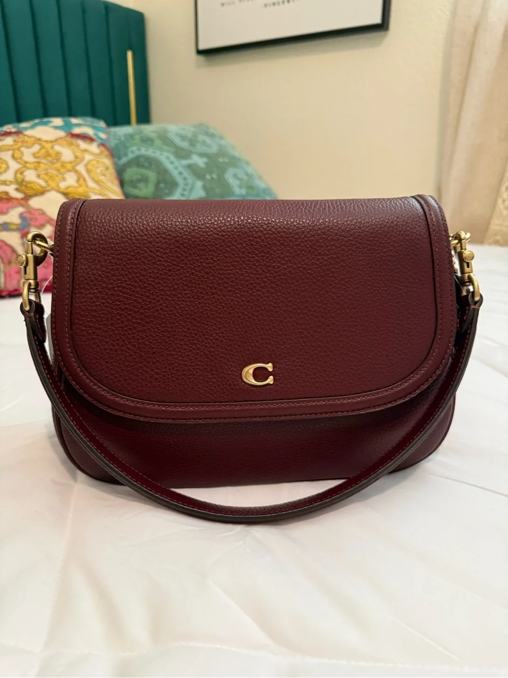 Coach Leather Saddle Bag - Burgundy